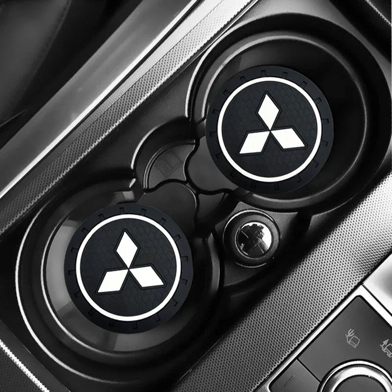 Car Waterproof Coaster Non Slip Water Cup Pad for Lancer 9 Ex Evo ASX L200 Triton Colt Pajero Sport Car Accessories