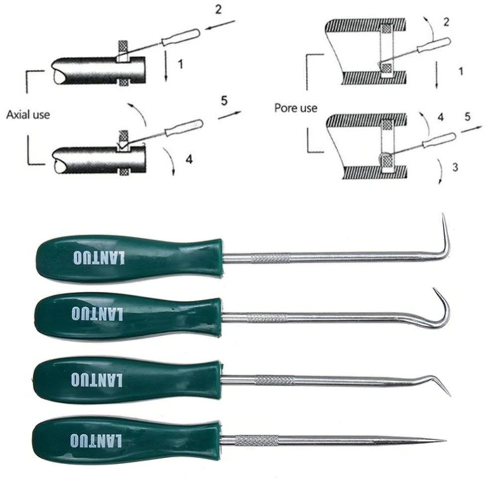 4Pcs Oil Seal Screwdrivers Set Car Auto Vehicle Pick Hooks for Garages General-Plumbers Mechanics Car Tools 135Mm Accessories
