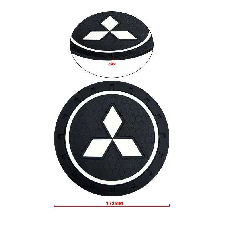 Car Waterproof Coaster Non Slip Water Cup Pad for Lancer 9 Ex Evo ASX L200 Triton Colt Pajero Sport Car Accessories