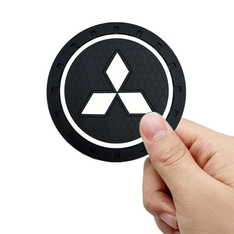 Car Waterproof Coaster Non Slip Water Cup Pad for Lancer 9 Ex Evo ASX L200 Triton Colt Pajero Sport Car Accessories
