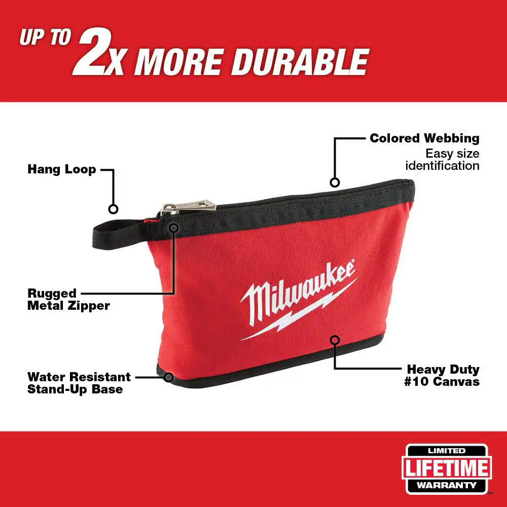 12 In. Red Zipper Tool Bag (4-Piece)