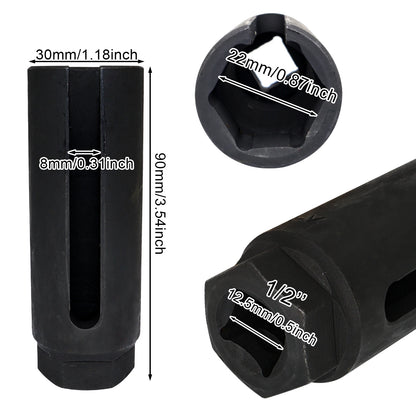 22Mm Oxygen-Containing Oxygen Vacuum Lambda Sensor Removal Socket Black Narrow Mouth Kit Car Tools 1/2 Drive 8Mm Slot CR-V Steel