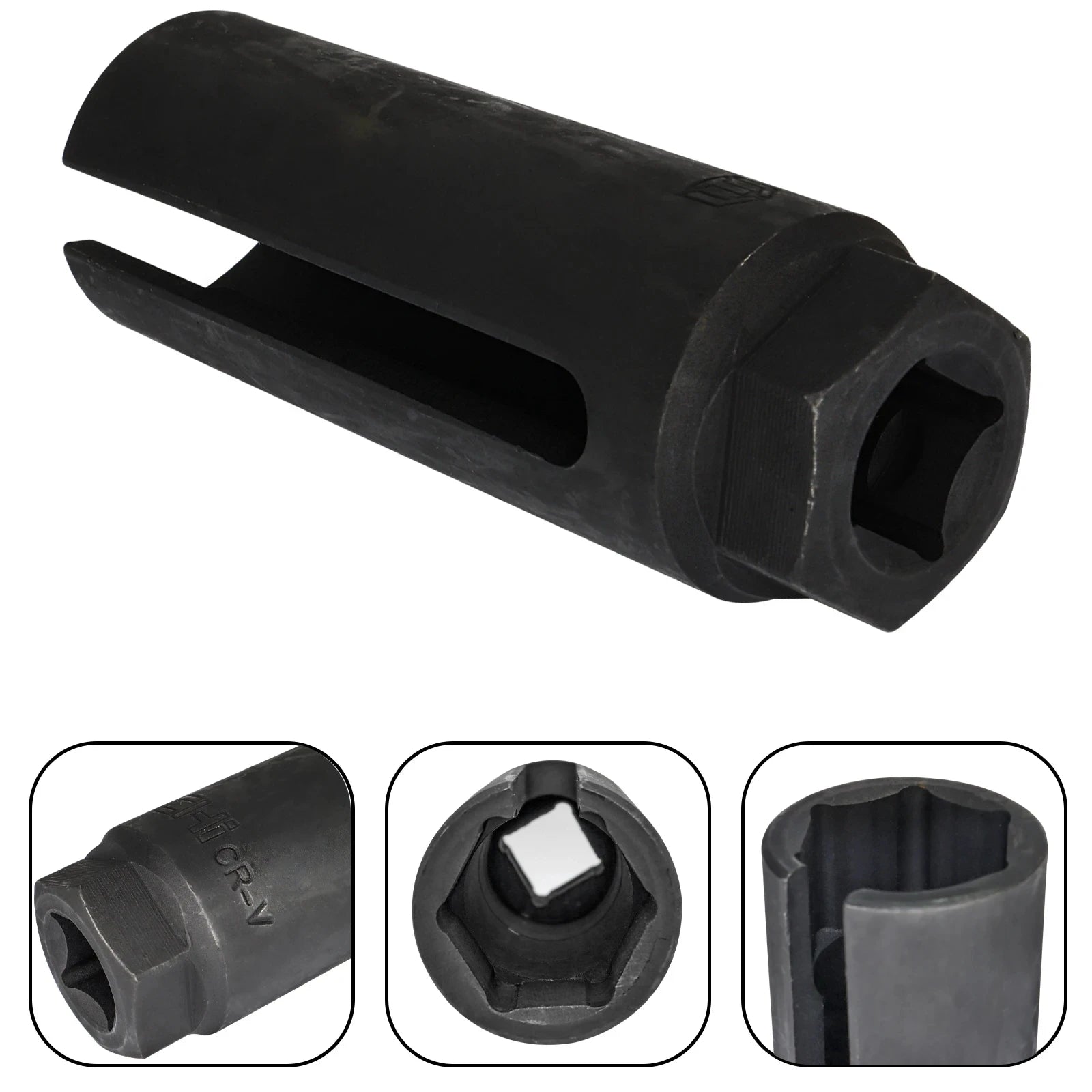 22Mm Oxygen-Containing Oxygen Vacuum Lambda Sensor Removal Socket Black Narrow Mouth Kit Car Tools 1/2 Drive 8Mm Slot CR-V Steel