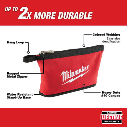 12 In. Red Zipper Tool Bag (4-Piece)